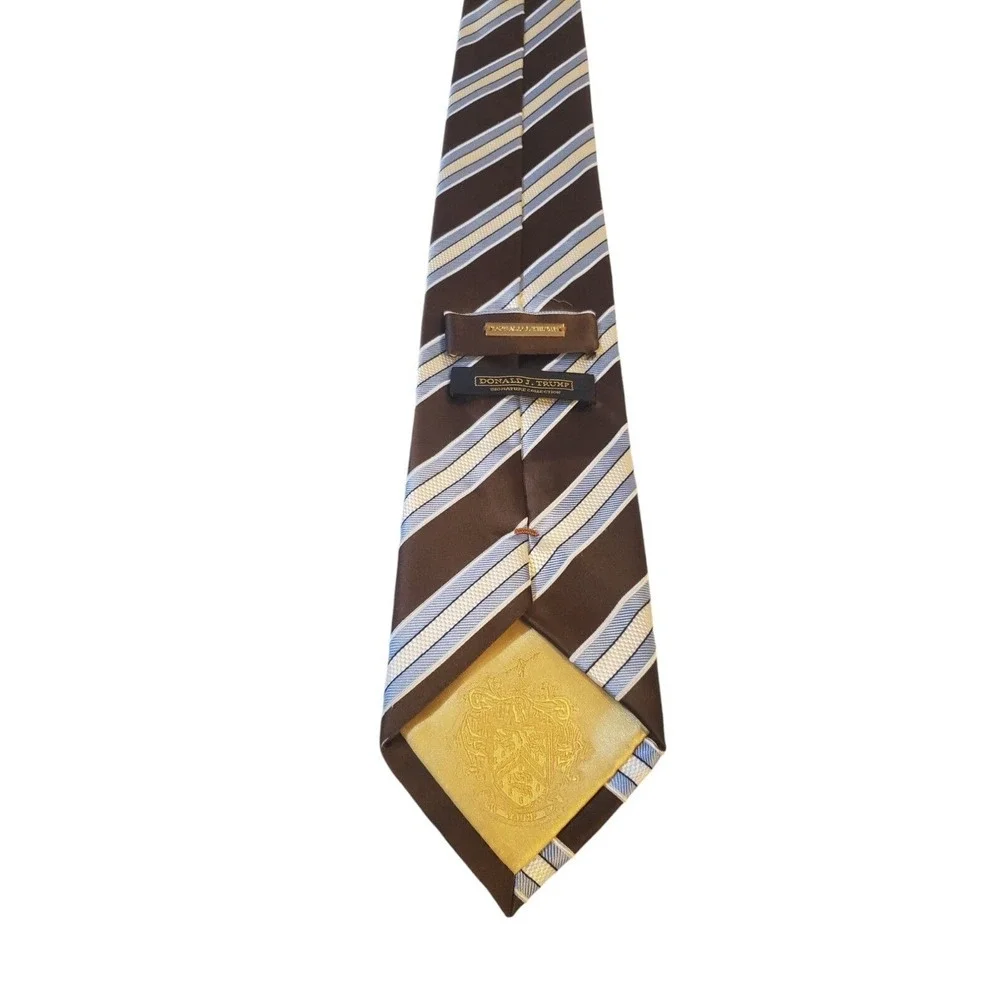 Donald J Trump Signature‎ Collection Brown Blue Diagonal Striped Silk Necktie